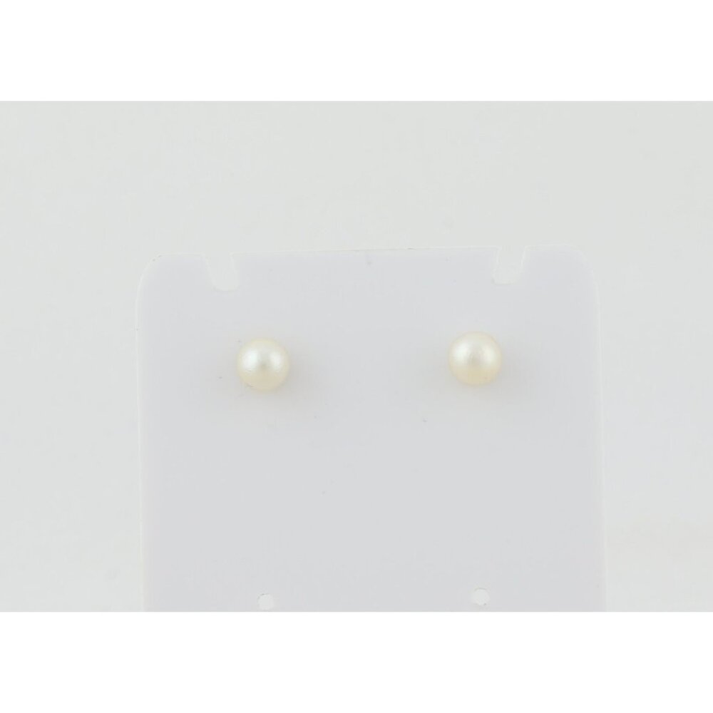 14k Yellow Gold 5mm Freshwater Pearl Earrings Stud Post Small 1/4" - Picture 6 of 9